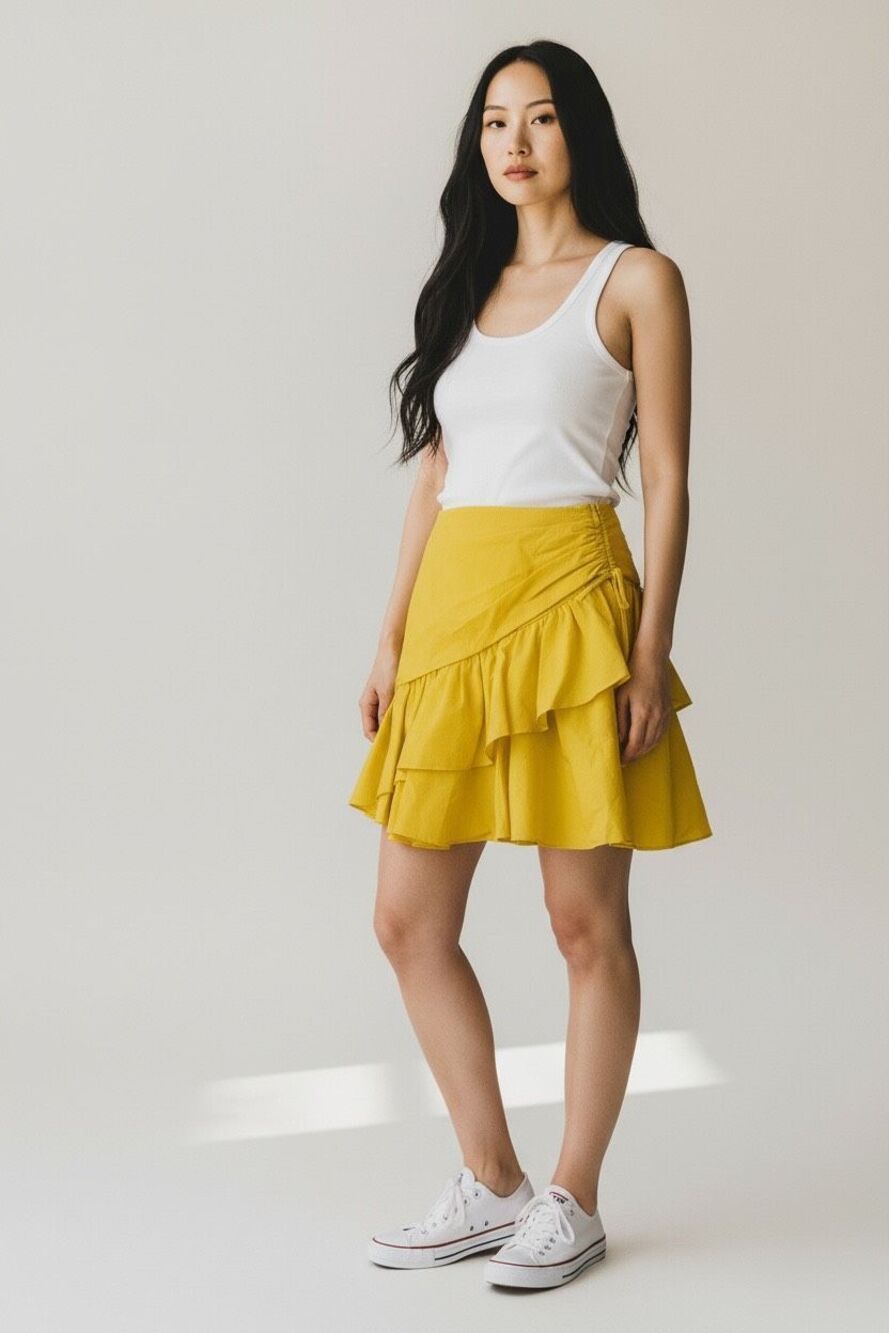Cinq a Sept Ariela Mini Ruffled Yellow Sz Small Skirt